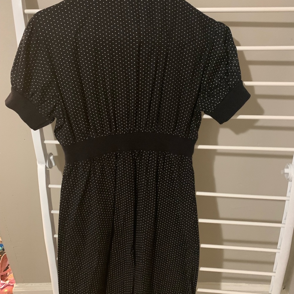 Y2K BeBop Black and White Polka Dot Midi Dress - Picture 5 of 6
